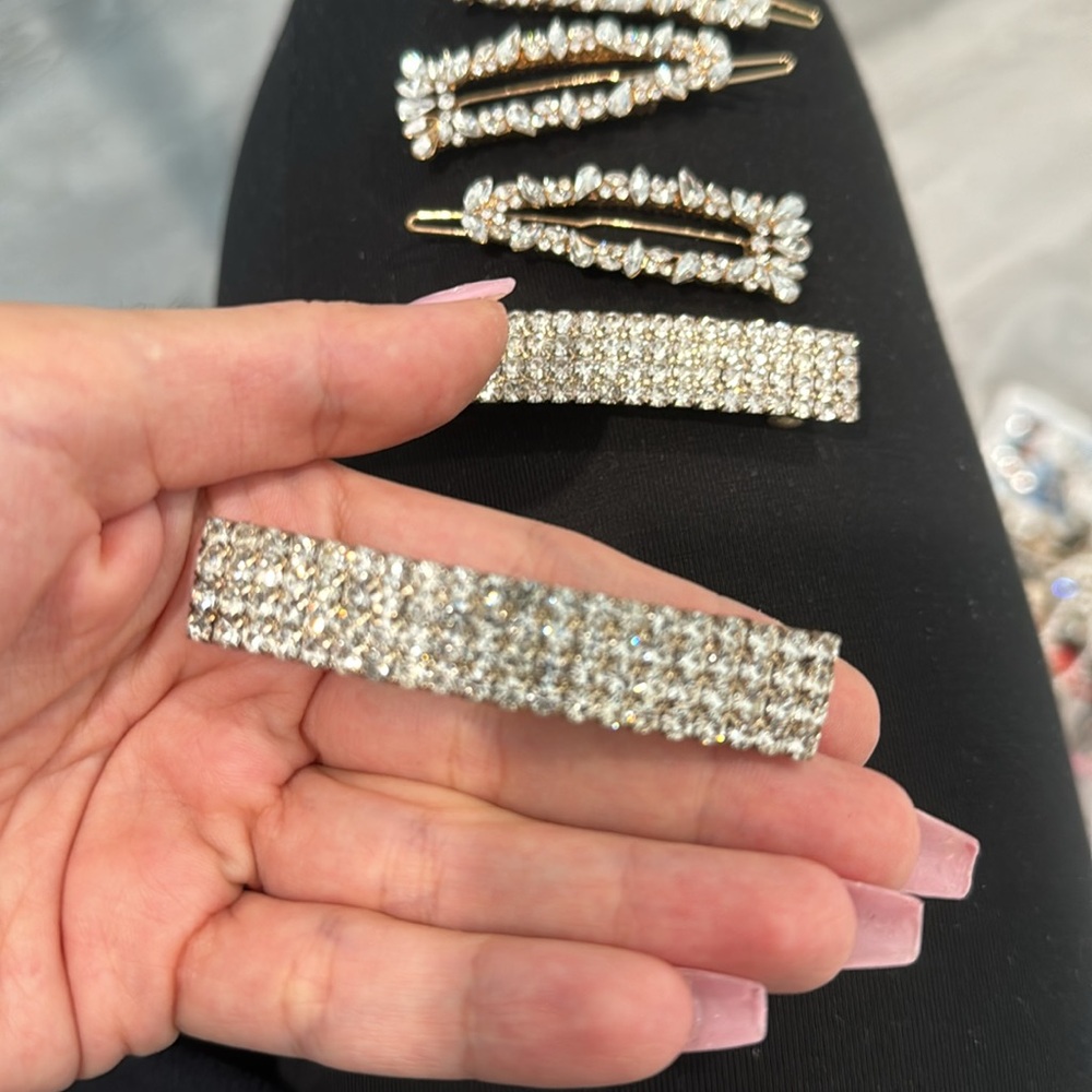 5 Crystal Rhinestone Hair Clips - Picture 3 of 5